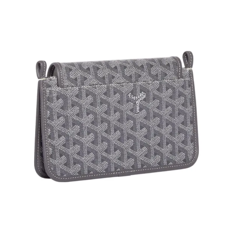 GOYARD Plumet Canvas With Leather Envelope Bag Crossbody Bag Shoulder Bag Unisex Gray With Yellow Small Heart Design-3