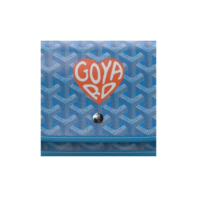 GOYARD Plumet Canvas With Leather Envelope Bag Crossbody Bag Shoulder Bag Unisex Blue With Orange Heart Design-5