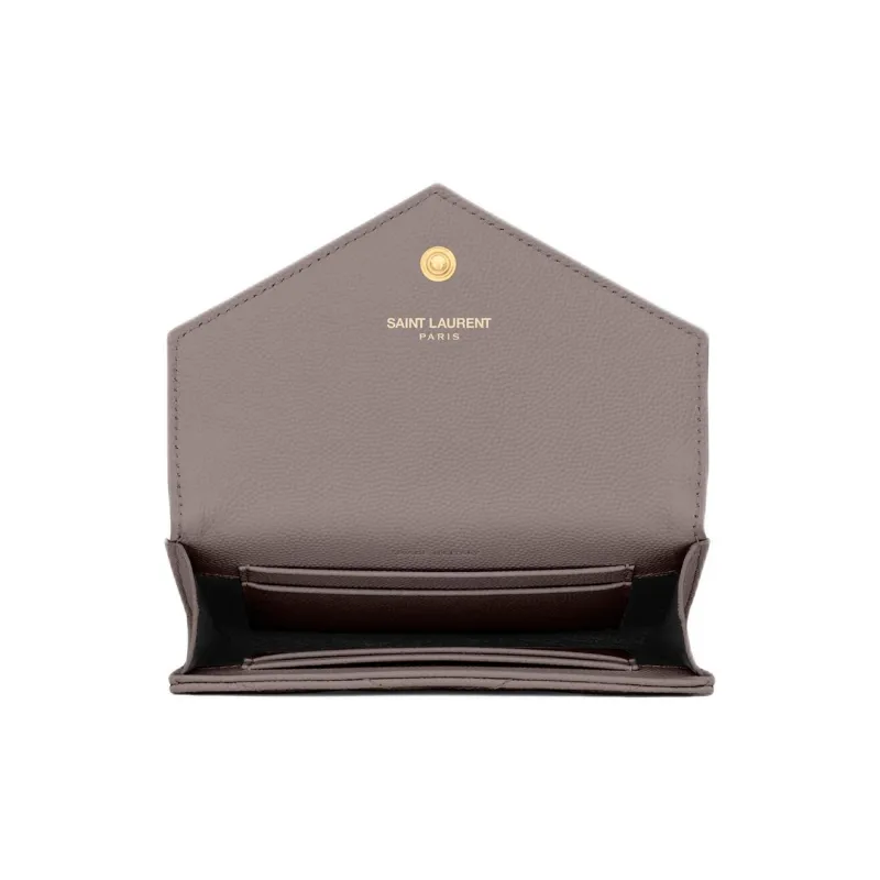 SAINT LAURENT CASSANDRE Cow Leather Envelope Bag Wallet Trumpets Women's Gray-3