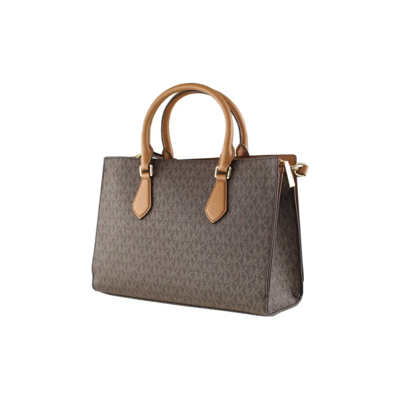 MICHAEL KORS Valerie Canvas Briefcase Handbag Shoulder Bag Crossbody Bag Medium Size Women's Dark Brown & Acorn Brown-2
