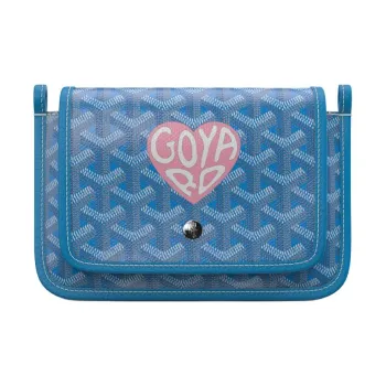 GOYARD Plumet Canvas With Leather Envelope Bag Crossbody Bag Shoulder Bag Unisex Blue And Light Pink Small Heart