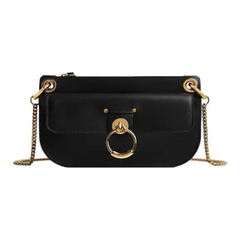 Chloe Tess Calfskin Shoulder Bag Crossbody Bag Small Size Women's Black