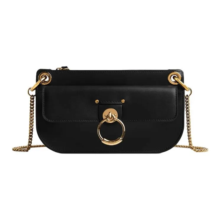 Chloe Tess Calfskin Shoulder Bag Crossbody Bag Small Size Women's Black-0