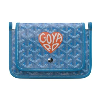 GOYARD Plumet Canvas With Leather Envelope Bag Crossbody Bag Shoulder Bag Unisex Blue With Orange Heart Design
