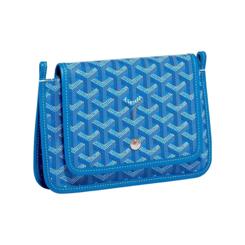 GOYARD Plumet Canvas With Leather Envelope Bag Crossbody Bag Shoulder Bag Unisex Blue With Gray Small Heart-2