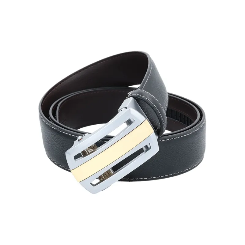 NINE NAIL 9 Section Minimalist Classic Automatic Buckle Cow Leather Genuine Leather Men's Belt Men's Width  3.5cm-7