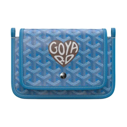 GOYARD Plumet Canvas With Leather Envelope Bag Crossbody Bag Shoulder Bag Unisex Blue And Chestnut Small Heart