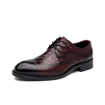 SHUPATE Dress Shoes Men Low Top Black/Burgundy