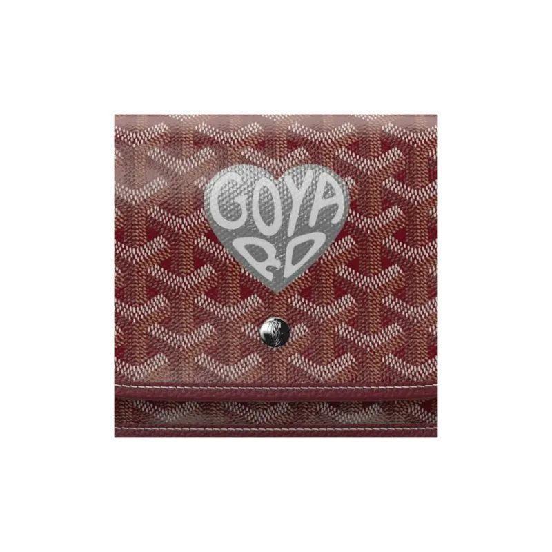 GOYARD Canvas With Leather Envelope Bag Crossbody Bag Shoulder Bag Unisex Burgundy & Silver Small Heart-5