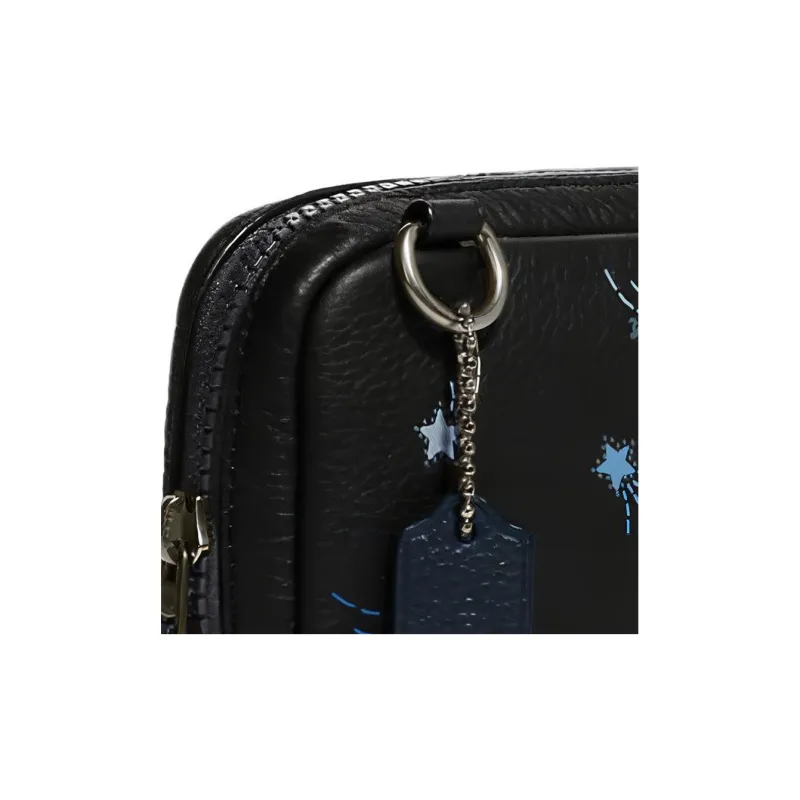 COACH Carrier Pebbled Leather Cell Phone Pouch Shoulder Bag Crossbody Bag Small Size Women's Black-3