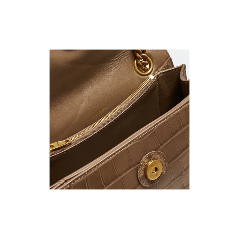 Balenciaga Leather Crossbody Bag Shoulder Bag Women's Brown-4