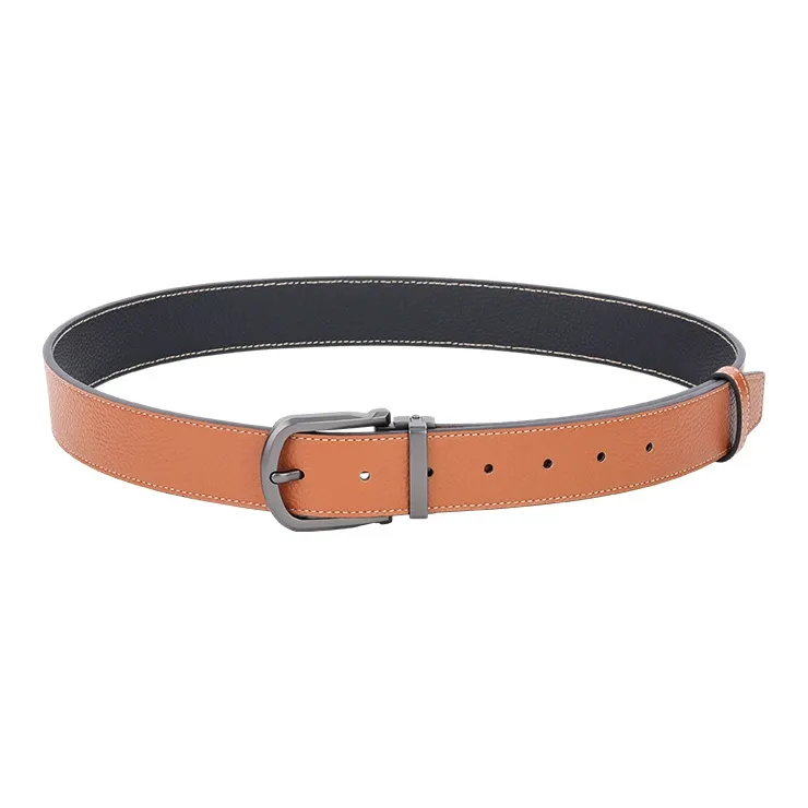 NINE NAIL 9 Section Double Sided Trendy Versatile Pin Buckle Cow Leather Genuine Leather Men's Belt Men's Width  3.5cm-2
