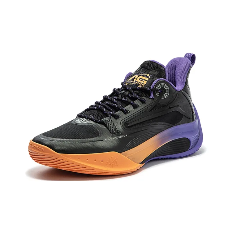 361° AG Shine 2.0 Cushioning Wear Resistant Low Top Basketball Shoes Men's Black Purple-1