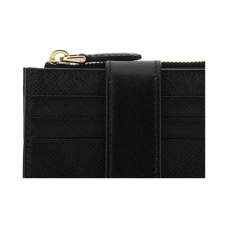 PRADA Saffiano Leather Wallet Women's Black-3