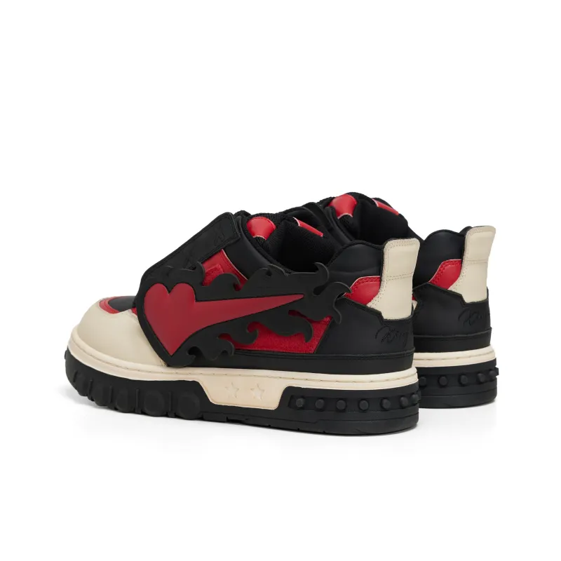 XINYINSU Height Increasing Wear-Resistant Breathable Slip-Resistant Low-Top Puffy Skateboard Shoes Unisex Flame Red-4