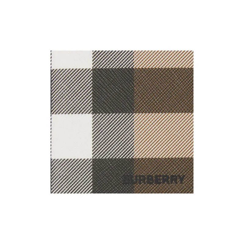 Burberry Vintage Plaid Patchwork Leather Money Clip Wallet Card Holder Men's Dark Birch Brown-4