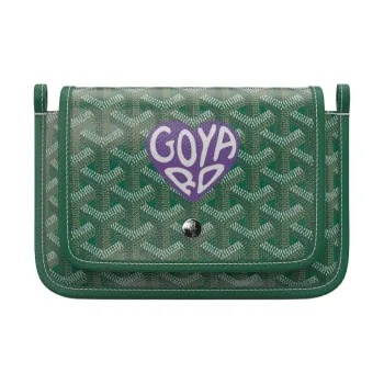 GOYARD Plumet Canvas With Leather Envelope Bag Crossbody Bag Shoulder Bag Unisex Green With Purple Accents Small Heart