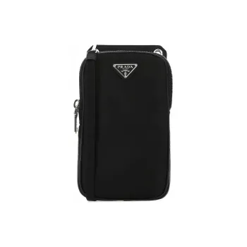 PRADA Re-Nylon Nylon Cell Phone Pouch Men's Black