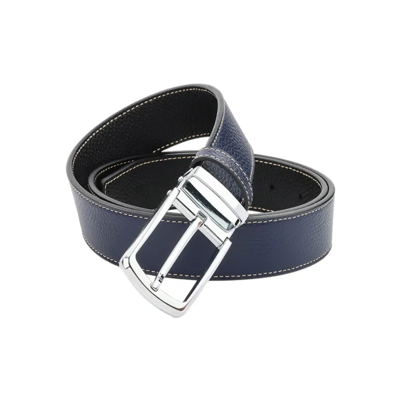 NINE NAIL 9 Section Double Sided Trendy Versatile Pin Buckle Cow Leather Genuine Leather Men's Belt Men's Width  3.5cm-10