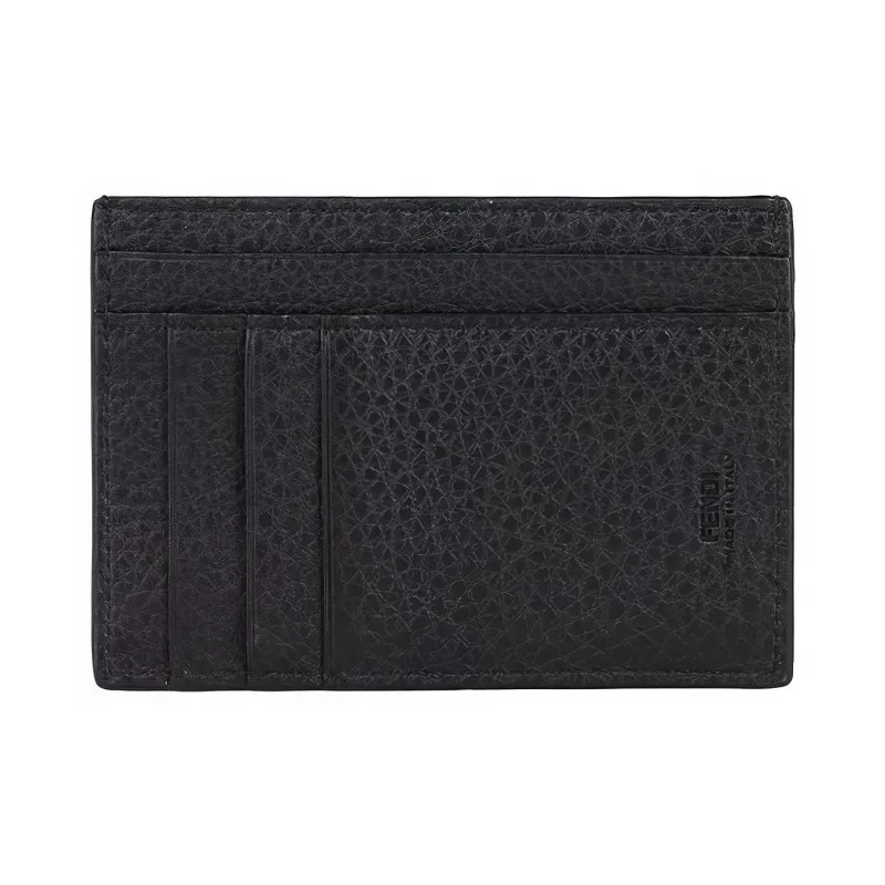 FENDI Leather Card Holder Men's Black-1
