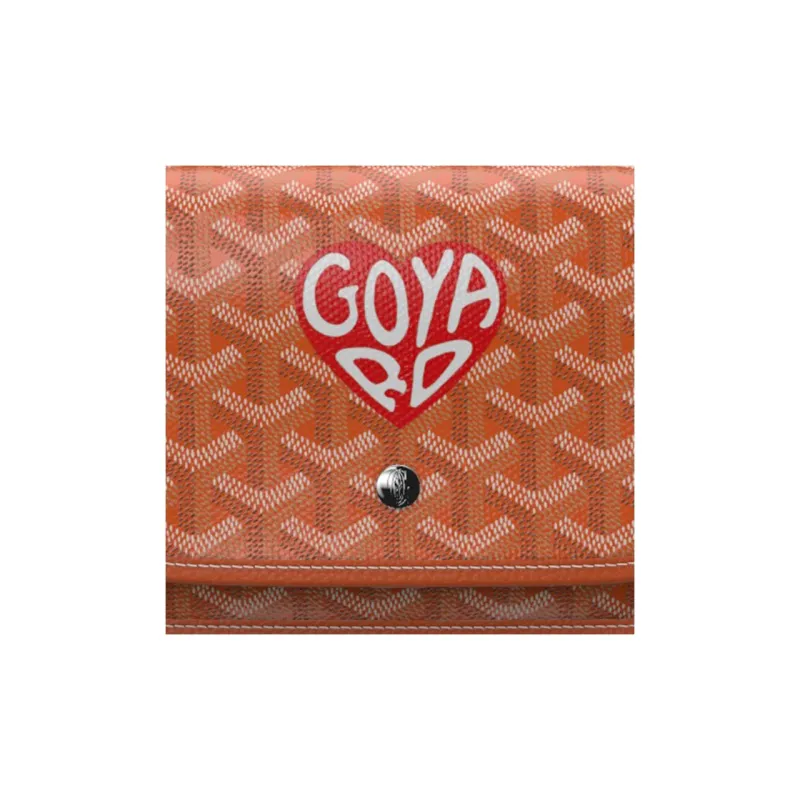 GOYARD Plumet Canvas With Leather Envelope Bag Crossbody Bag Shoulder Bag Unisex Orange With Red Small Heart-5