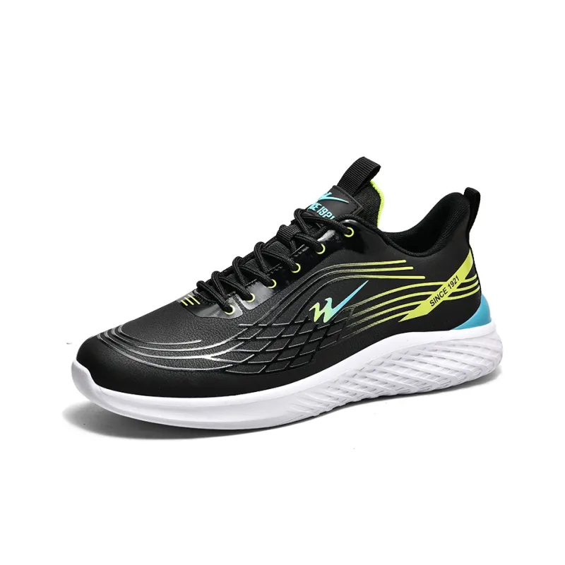 Binary Abrasion Resistant Slip Resistant Low Top Running Shoes Men's Black Neon Green-1