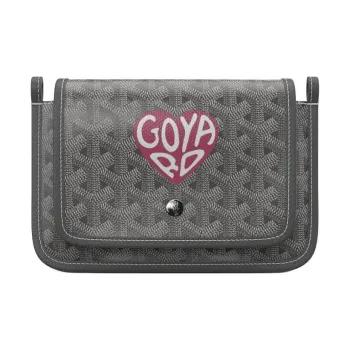 GOYARD Canvas With Leather Envelope Bag Crossbody Bag Shoulder Bag Small Size Unisex Gray/Deep Pink Small Heart