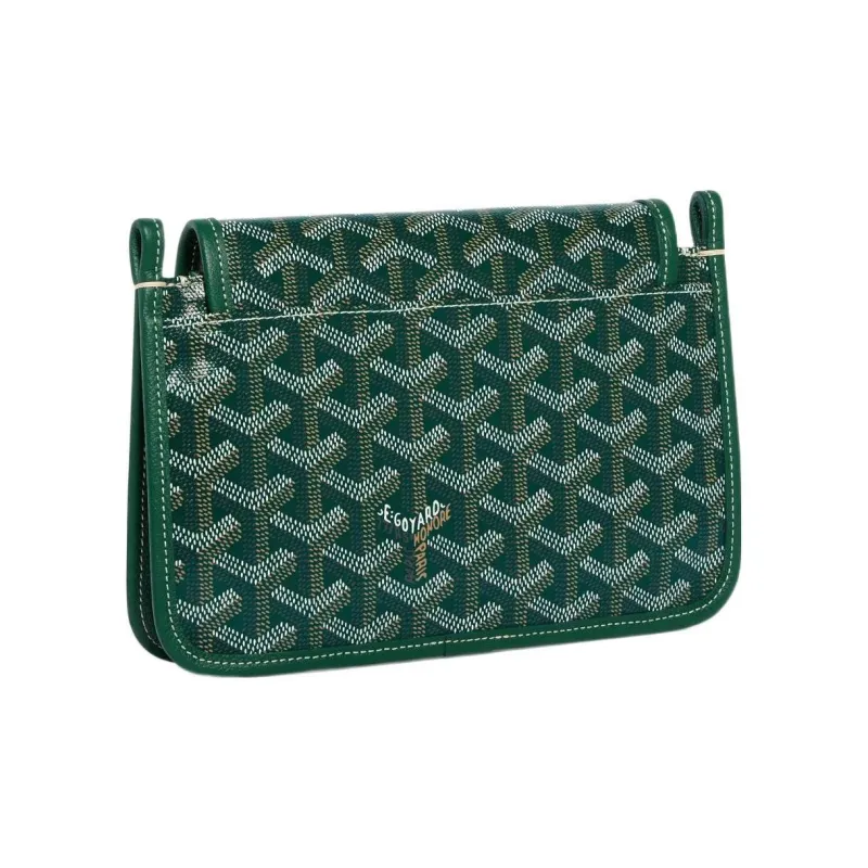 GOYARD Plumet Canvas With Leather Envelope Bag Crossbody Bag Shoulder Bag Small Size Unisex Green And Gray Small Heart-3