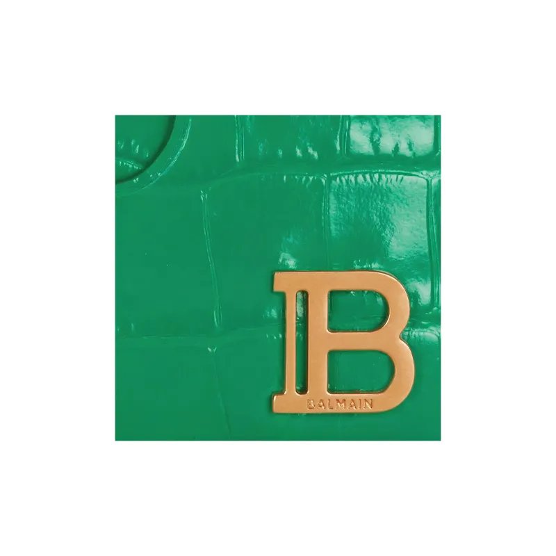 BALMAIN B-BUZZ Crocodile-Embossed Calfskin Card Holder Women's Green-3