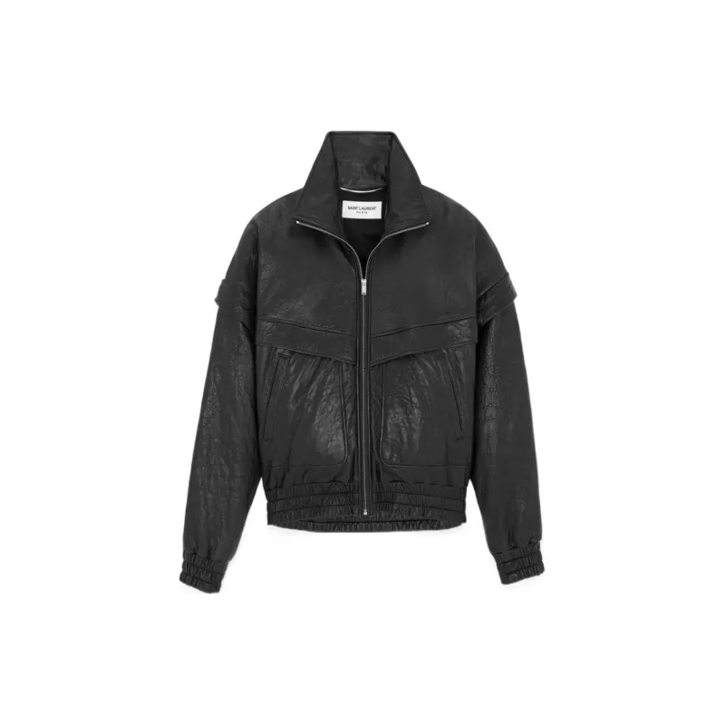 SAINT LAURENT Zip-Up High Neck Bomber Jacket-1