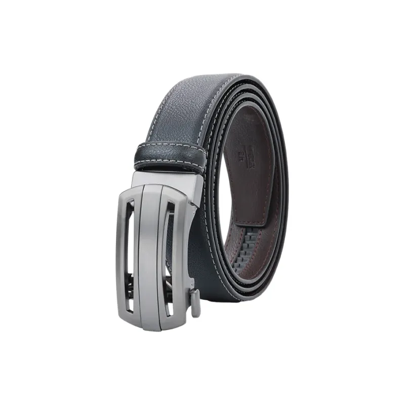 NINE NAIL 9 Section Minimalist Classic Automatic Buckle Cow Leather Genuine Leather Men's Belt Men's Width  3.5cm-0
