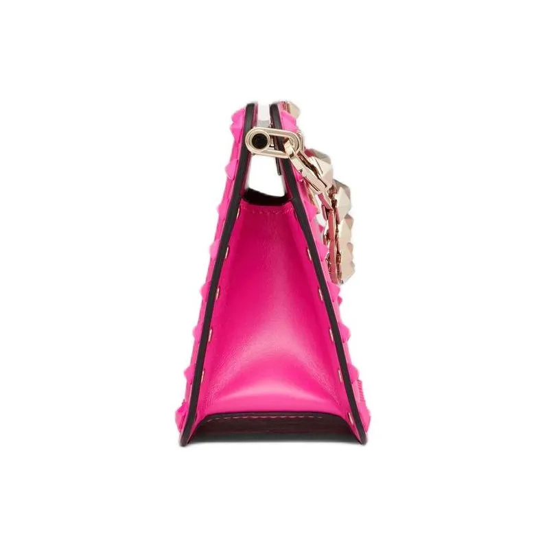 Valentino GARAVANI ROCKSTUD Calfskin Clutch Bag Over The Shoulder Women's Pink-2