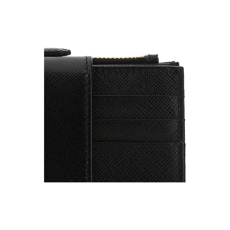 PRADA Saffiano Leather Wallet Women's Black-2