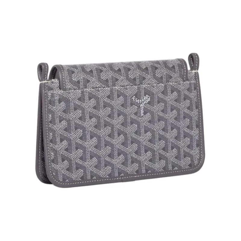 GOYARD Plumet Canvas With Leather Envelope Bag Handheld Crossbody Bag Shoulder Bag Unisex Gray With Silver Heart Design-3