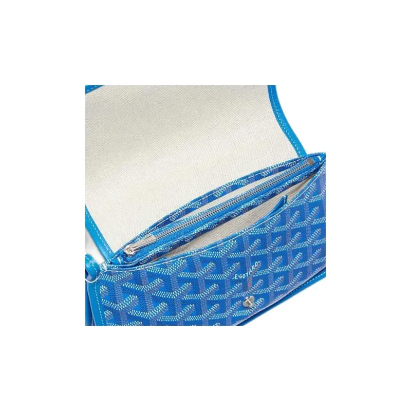 GOYARD Plumet Canvas With Leather Envelope Bag Crossbody Bag Shoulder Bag Unisex Blue With Gray Small Heart-5