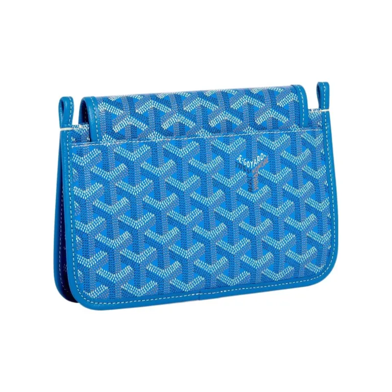 GOYARD Plumet Canvas With Leather Envelope Bag Crossbody Bag Shoulder Bag Unisex Blue With Gray Small Heart-3