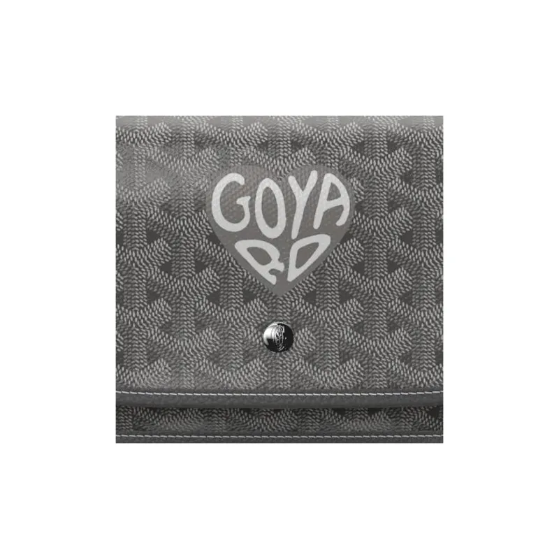 GOYARD Plumet Canvas With Leather Envelope Bag Crossbody Bag Shoulder Bag Unisex Gray Patchwork Gray Small Heart-5