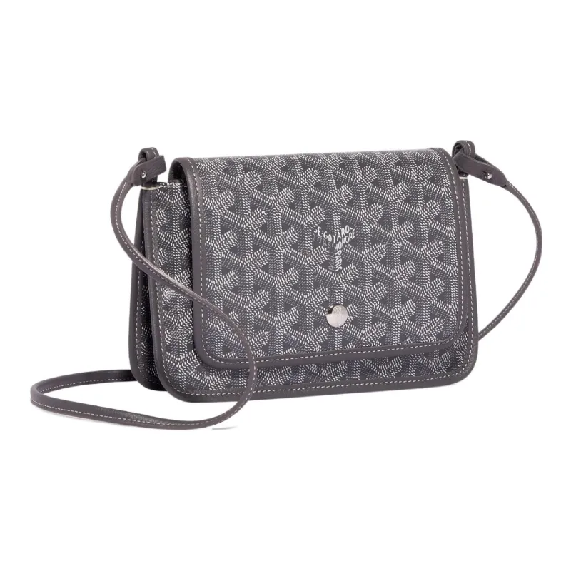 GOYARD Plumet Canvas With Leather Envelope Bag Crossbody Bag Shoulder Bag Unisex Gray With Yellow Small Heart Design-1