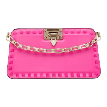 Valentino GARAVANI ROCKSTUD Calfskin Clutch Bag Over The Shoulder Women's Pink