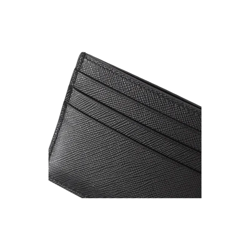 PRADA Cow Leather Card Holder Card Holder Unisex Black-3