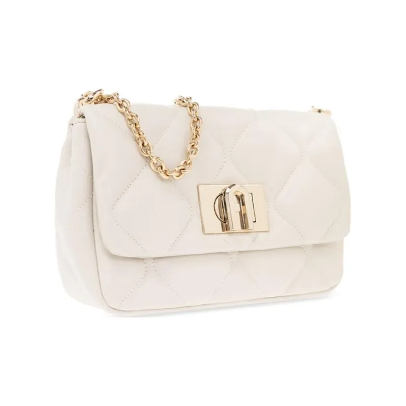 Furla 1927 Collection Quilted Nappa Leather Crossbody Bag Shoulder Bag Mini Women's White-3