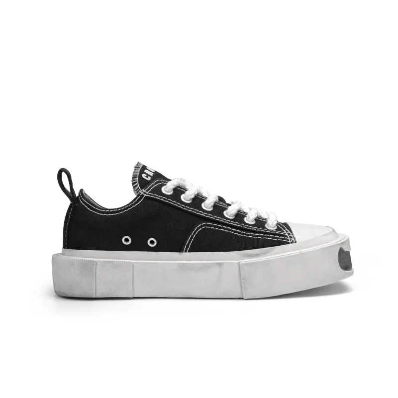 CROOKED CARD Low Top Canvas Shoes Unisex Black-1