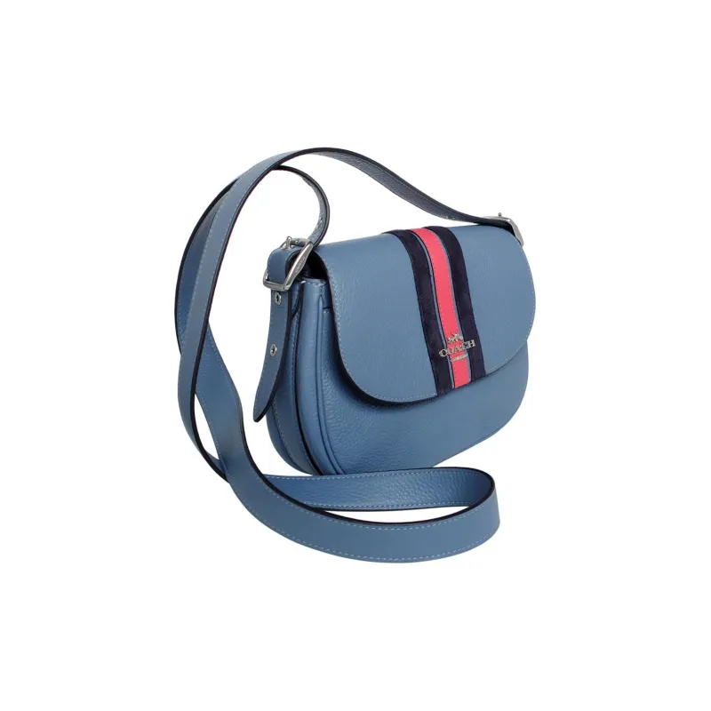 COACH Macie Leather Saddle Bag Shoulder Bag Crossbody Bag Medium Size Women's Indigo-3