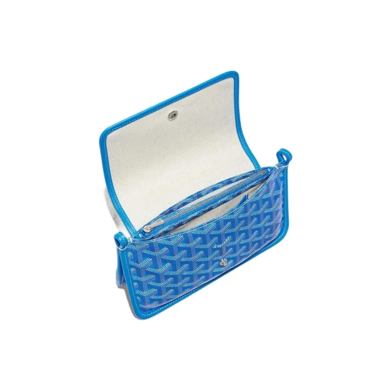 GOYARD Plumet Canvas With Leather Envelope Bag Crossbody Bag Shoulder Bag Unisex Blue With Gray Small Heart-4