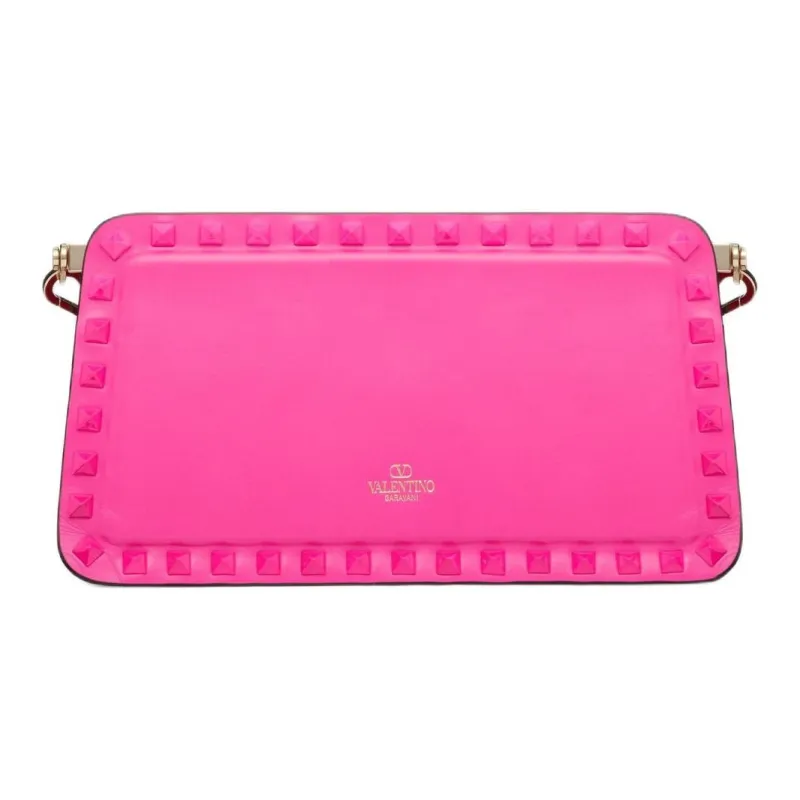 Valentino GARAVANI ROCKSTUD Calfskin Clutch Bag Over The Shoulder Women's Pink-4
