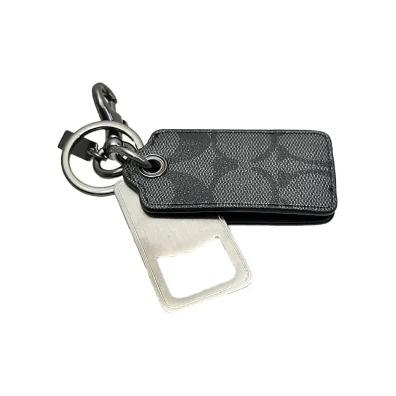 COACH Coated Canvas Key Ring Snap Buckle Bag Merch Women's Black-2
