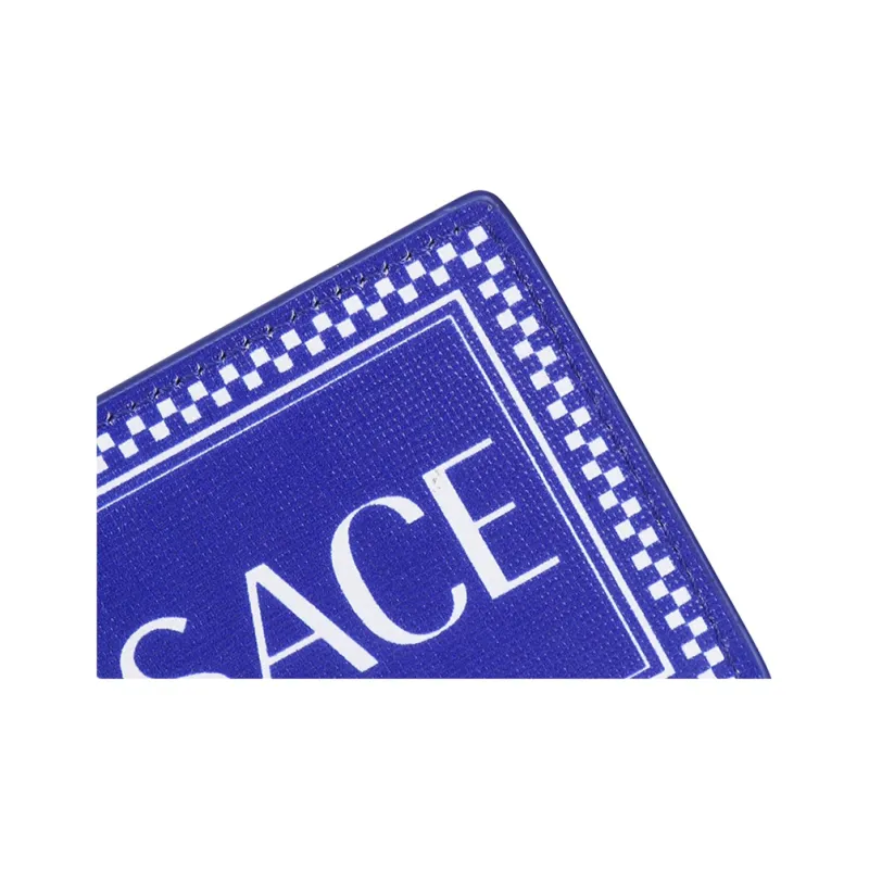 VERSACE Leather Card Holder Card Holder Men's Blue White-5