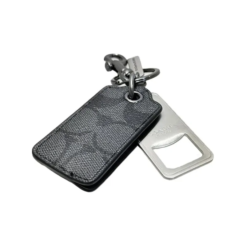 COACH Coated Canvas Key Ring Snap Buckle Bag Merch Women's Black-3