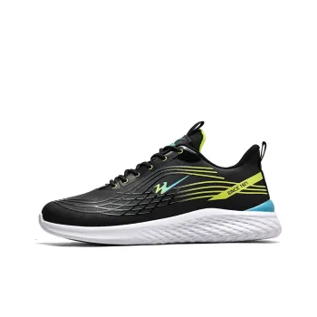 Binary Wear-Resistant Slip-Resistant Low-Top Running Shoes Men's Black Neon Green