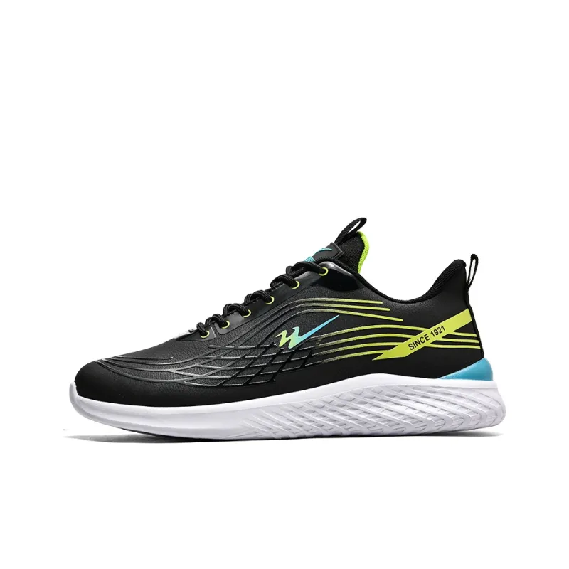 Binary Abrasion Resistant Slip Resistant Low Top Running Shoes Men's Black Neon Green-0